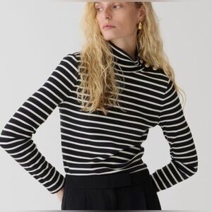 J.Crew Vintage rib turtleneck with gold buttons in stripe Size XL